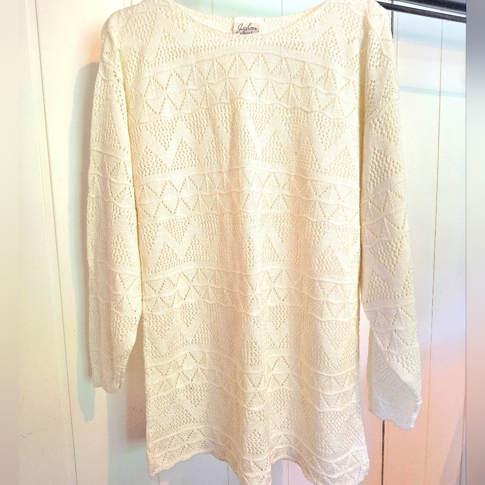 Jacklyn Smith Cream Knit Sweater Size M Very Good Condition Soft Tunic